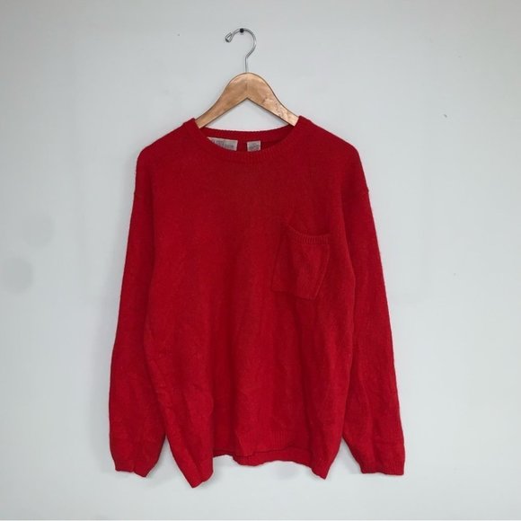 Amanda Smith Vintage Sweater Women’s Size Large Red Lambswool Angora Hair Blend - Picture 2 of 6